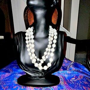 white multi-strand white beads